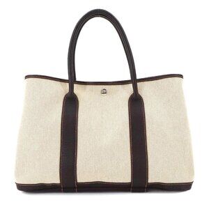 HERMES Garden Party PM Tote Bag Toile H Natural Marron Purse